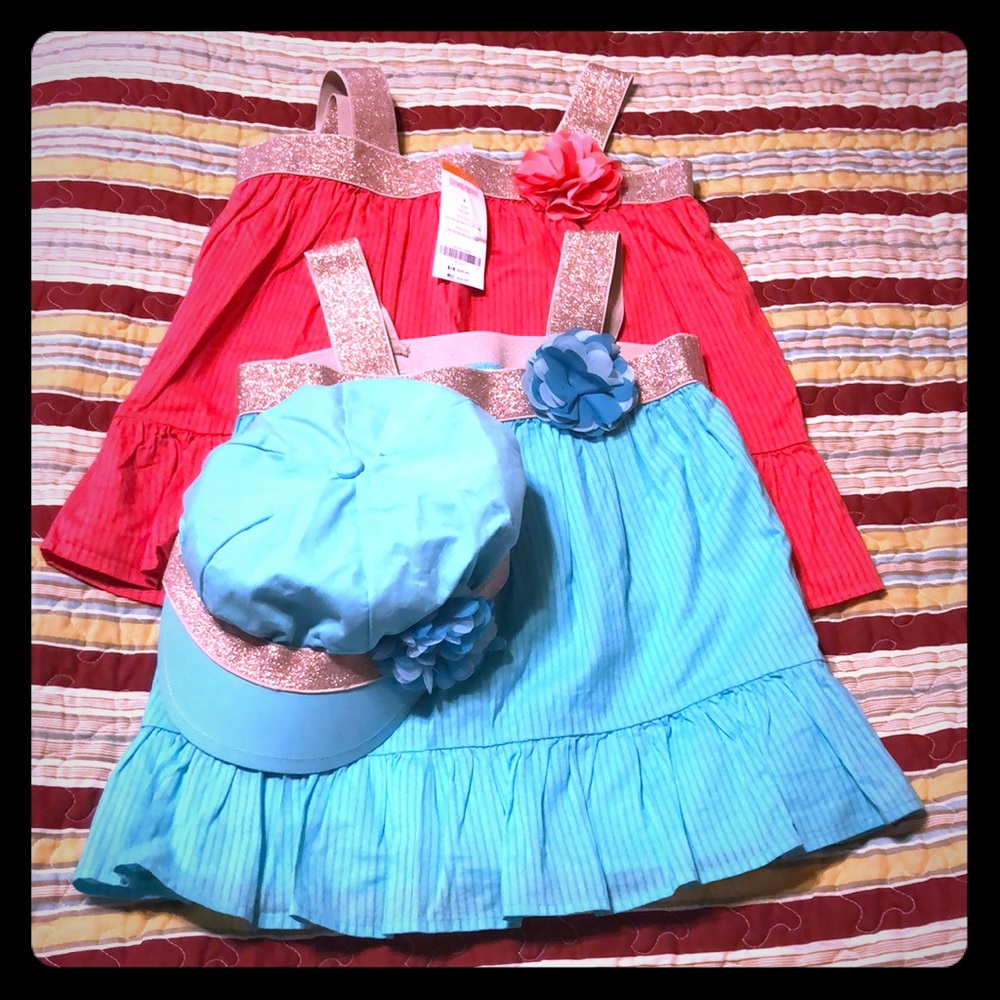 Gymboree stylish tanks and cute matching hat